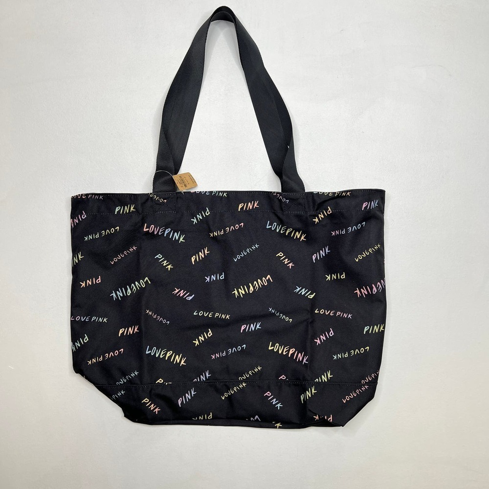 New Victoria's Secret Pink Weekender Tote Bag Rainbow Script Logo